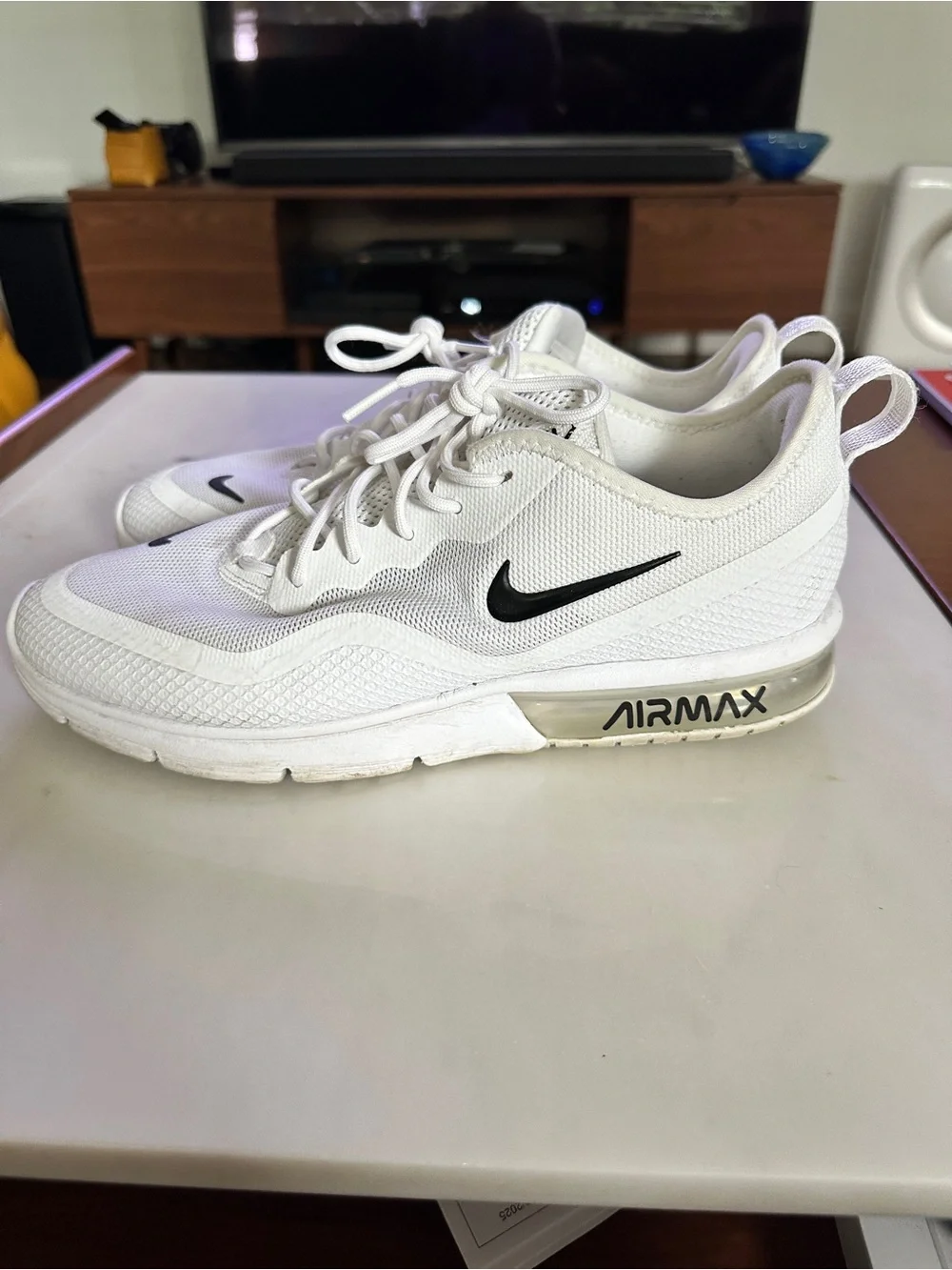 Nike Women’s White Air Max Low-Top Sneakers with Black Swoosh